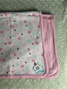 Just One Year by Carter's I Love You Pink Floral Baby Blanket Flower Blue Brown